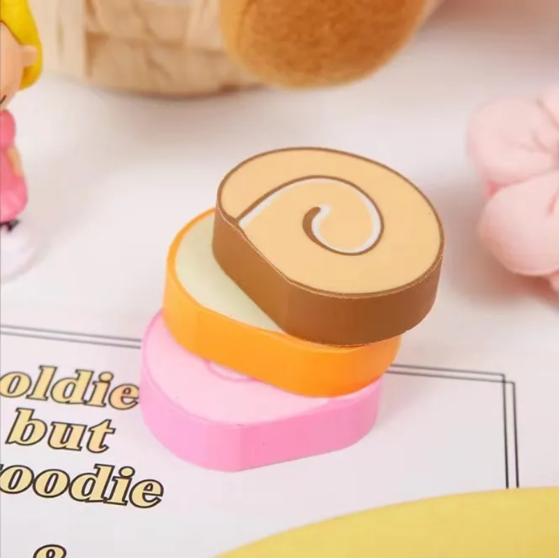 Kawaii swiss roll eraser set