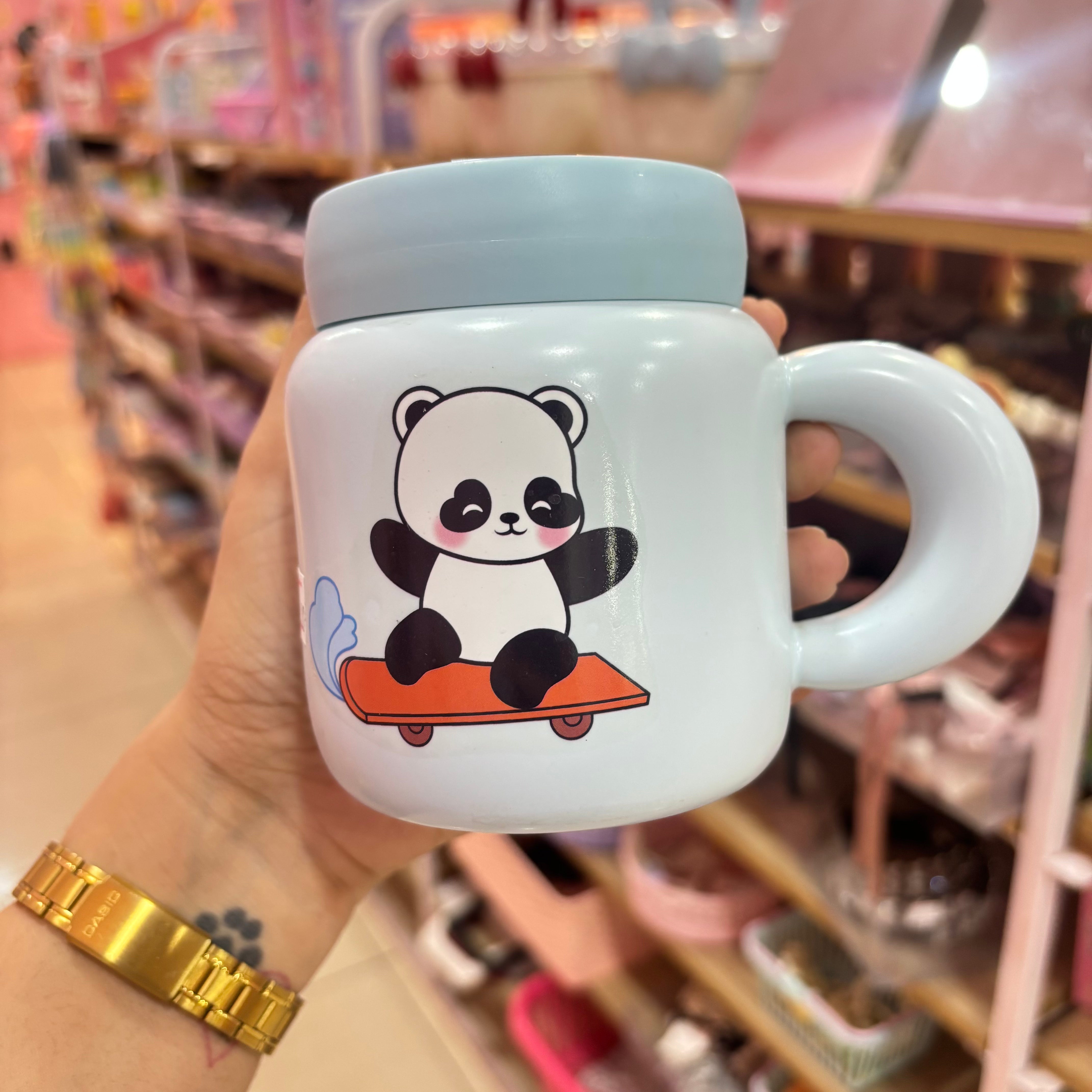 Panda mug with cap
