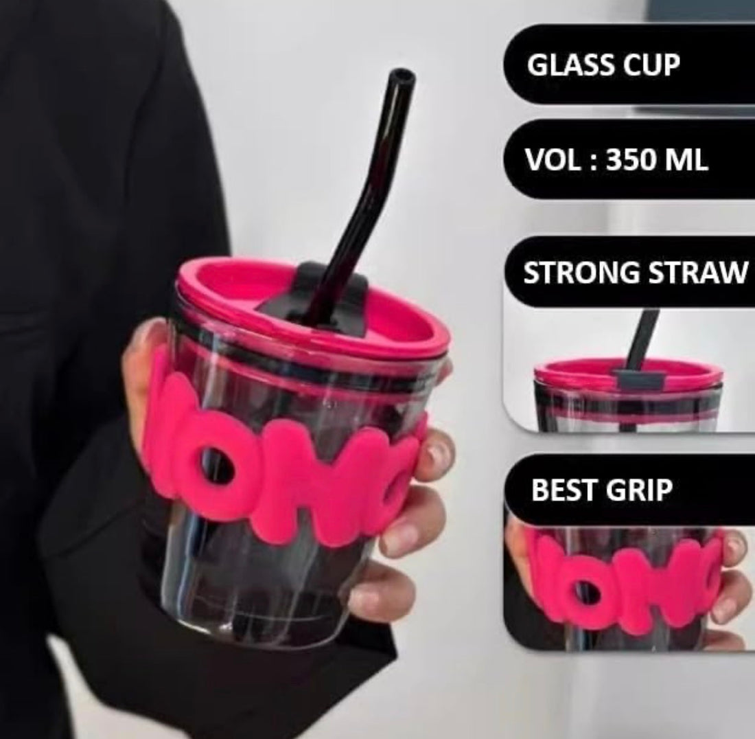 Hohoho pink and black glass sipper