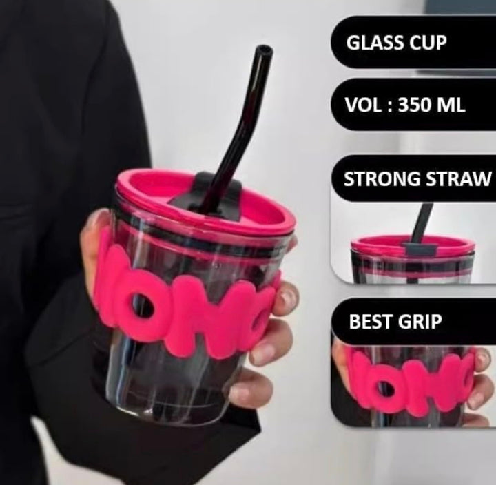 Hohoho pink and black glass sipper