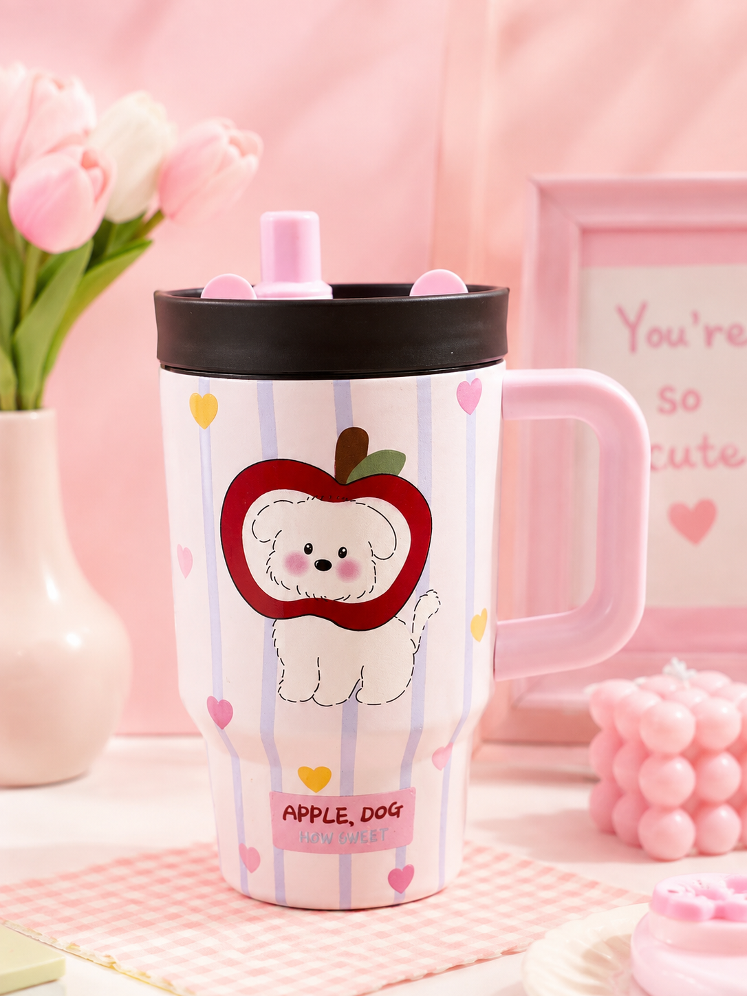 Kawaii apple dog tumbler