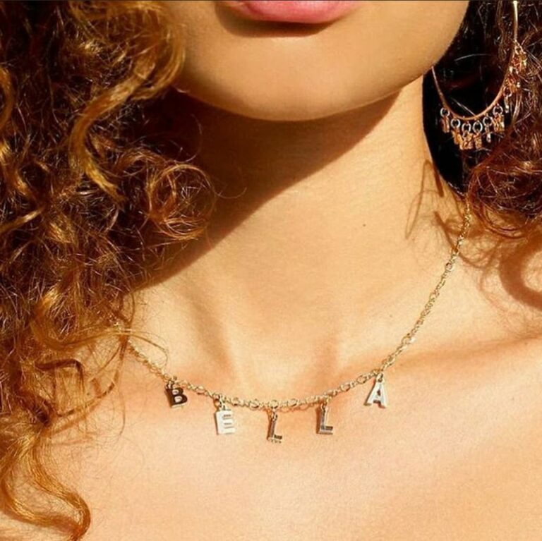 customised name drop pendant