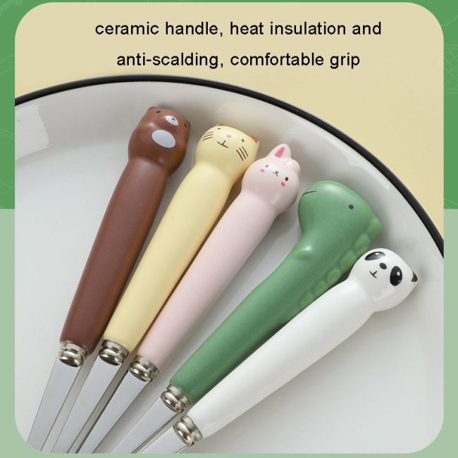 Cute spoon and fork set with case
