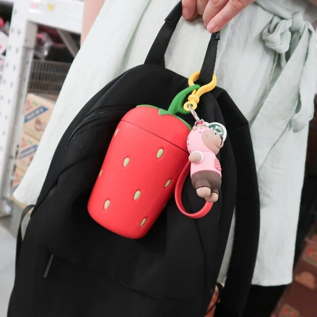 Strawberry glass bottle