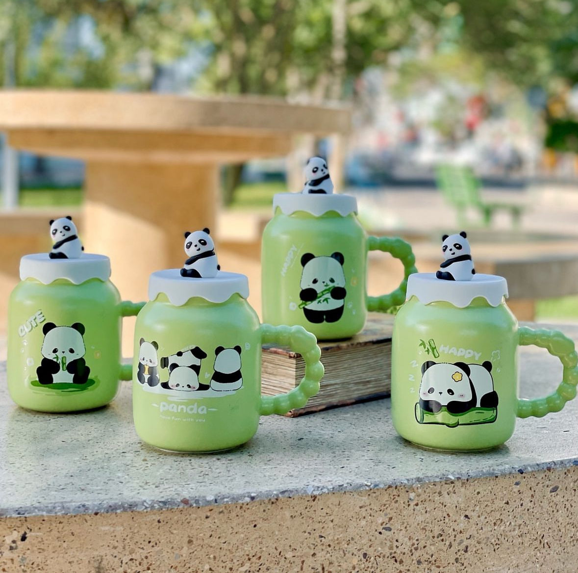 Green panda mug