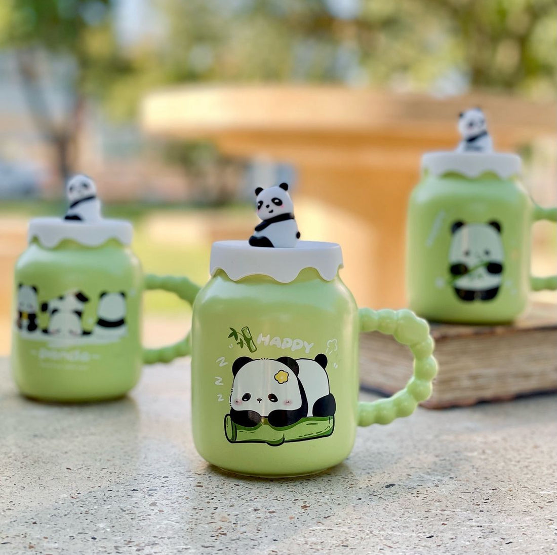 Green panda mug