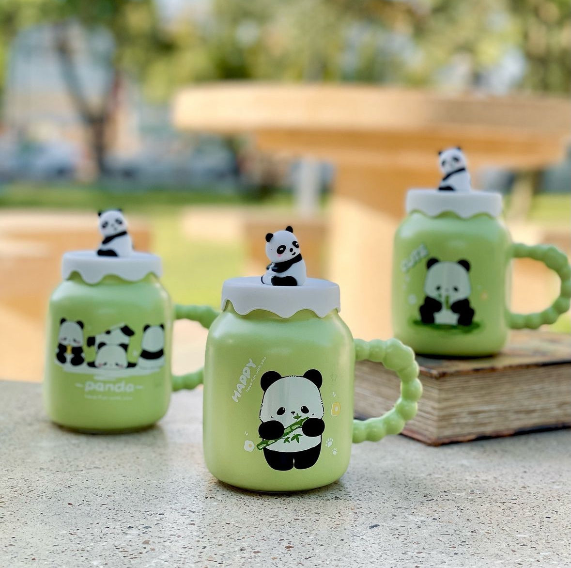 Green panda mug