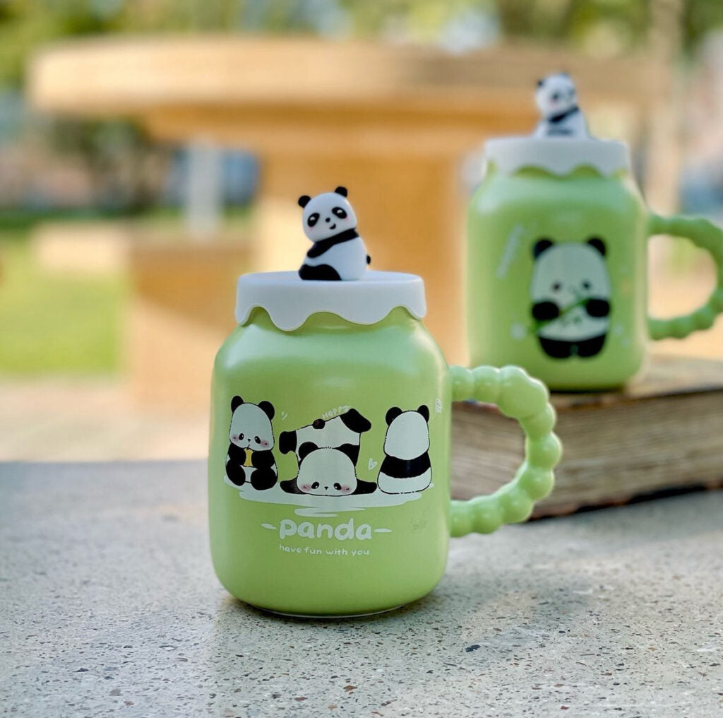 Green panda mug