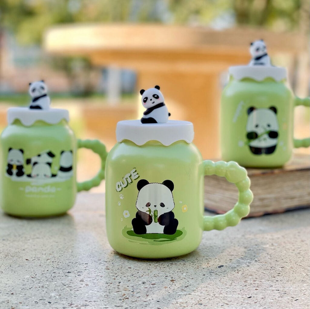 Green panda mug