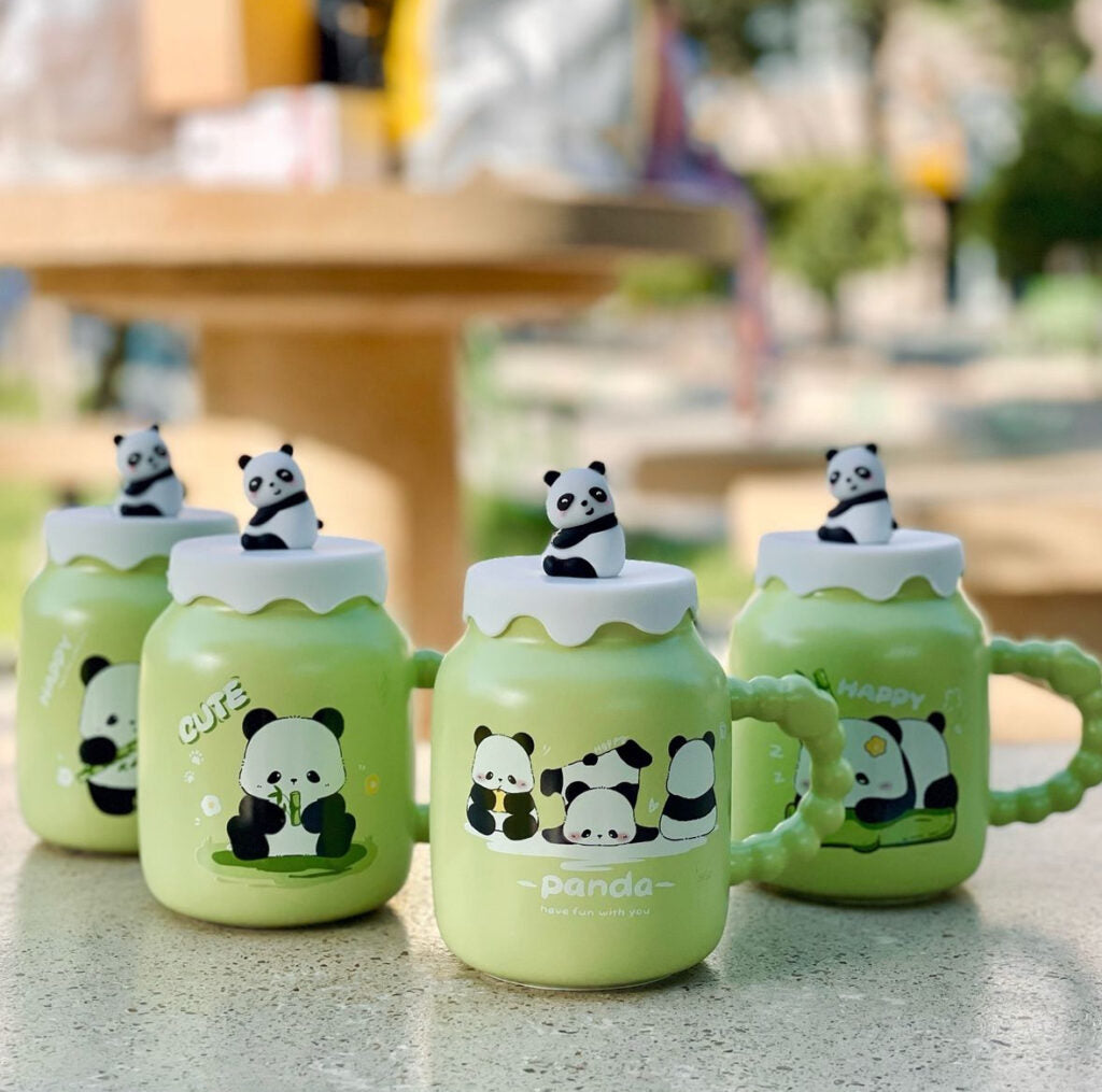 Green panda mug