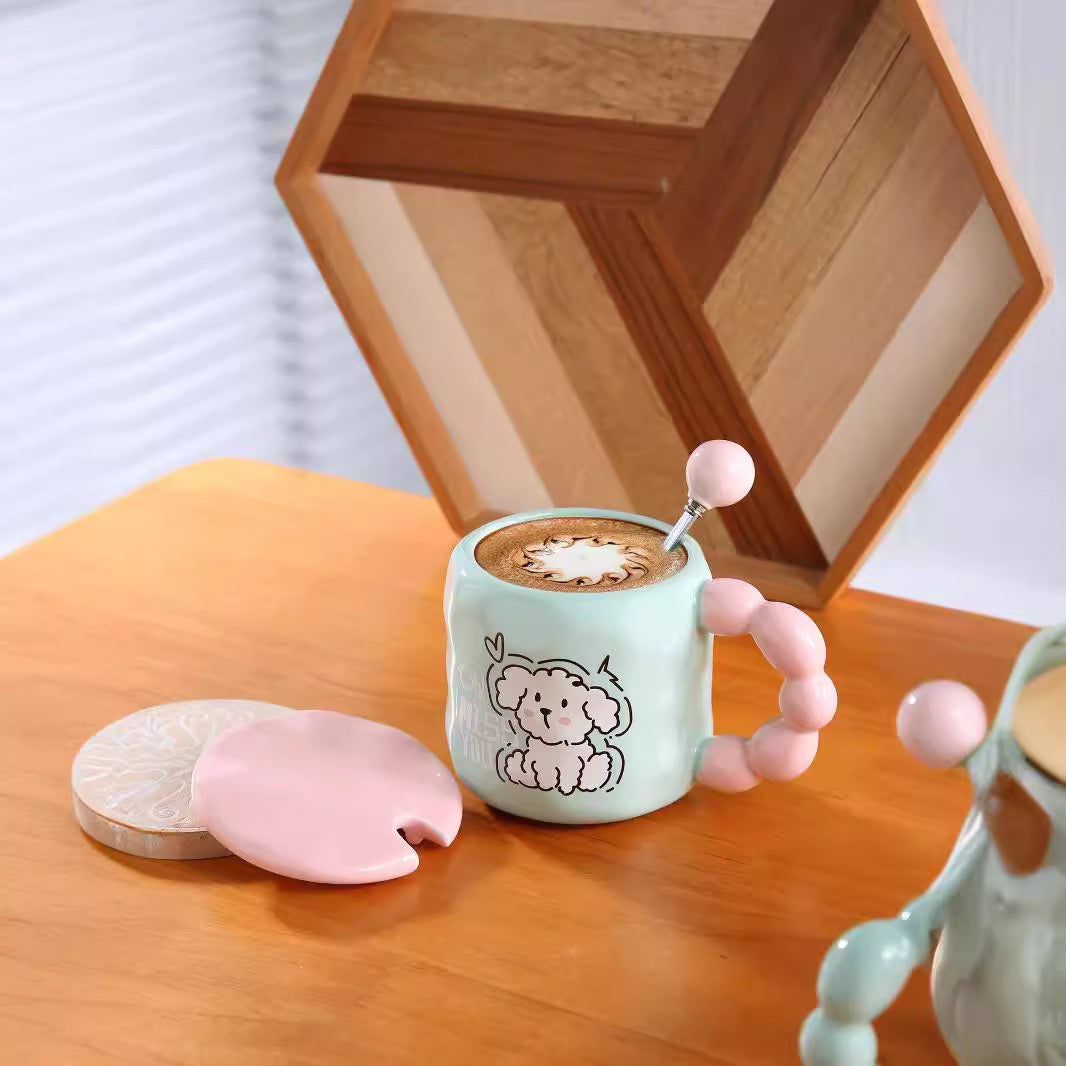 Doggo mug with lid and spoon