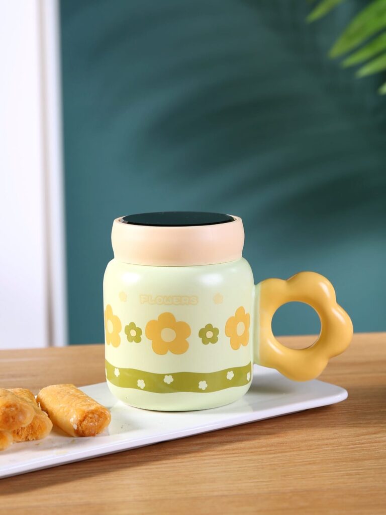 Flower mug with cap