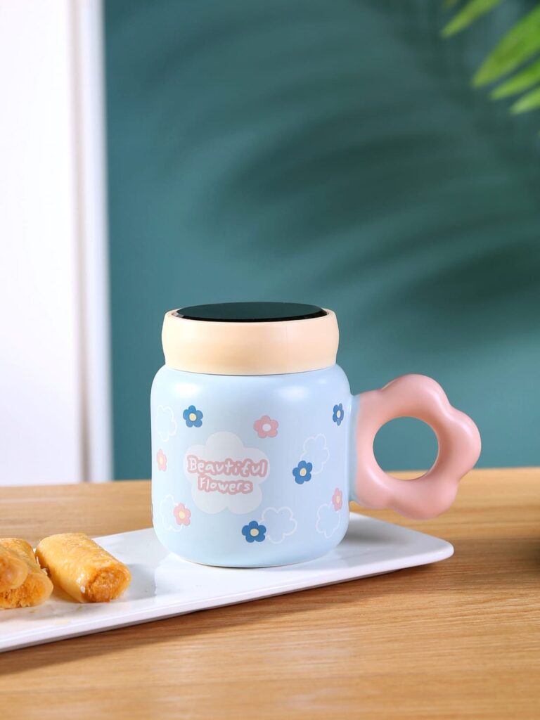 Flower mug with cap