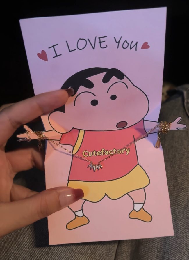 Shinchan I love you card with neckpiece