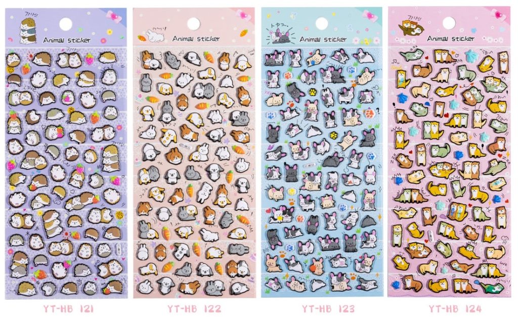 Puffy animal stickers (1 sheet)
