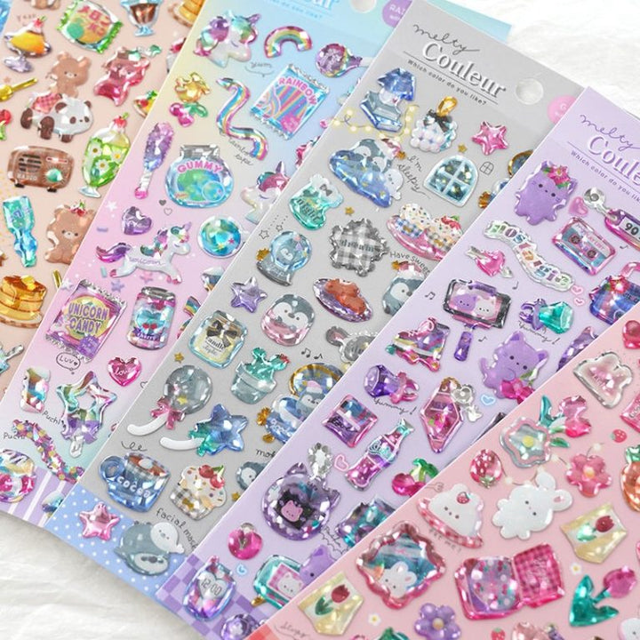 Cute Kawaii 3D Crystal Epoxy Cartoon Animal Stickers
