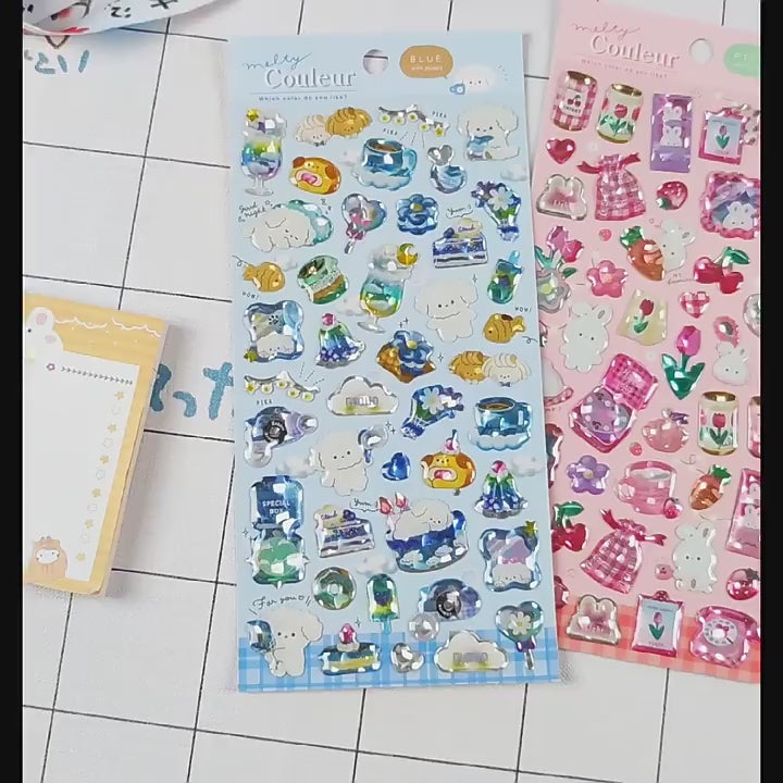 Cute Kawaii 3D Crystal Epoxy Cartoon Animal Stickers