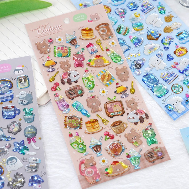 Cute Kawaii 3D Crystal Epoxy Cartoon Animal Stickers
