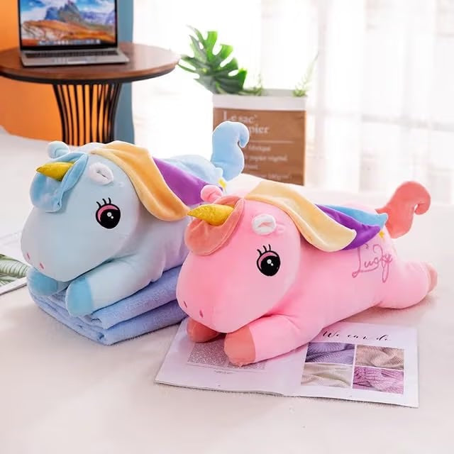 Unicorn pillow with blanket