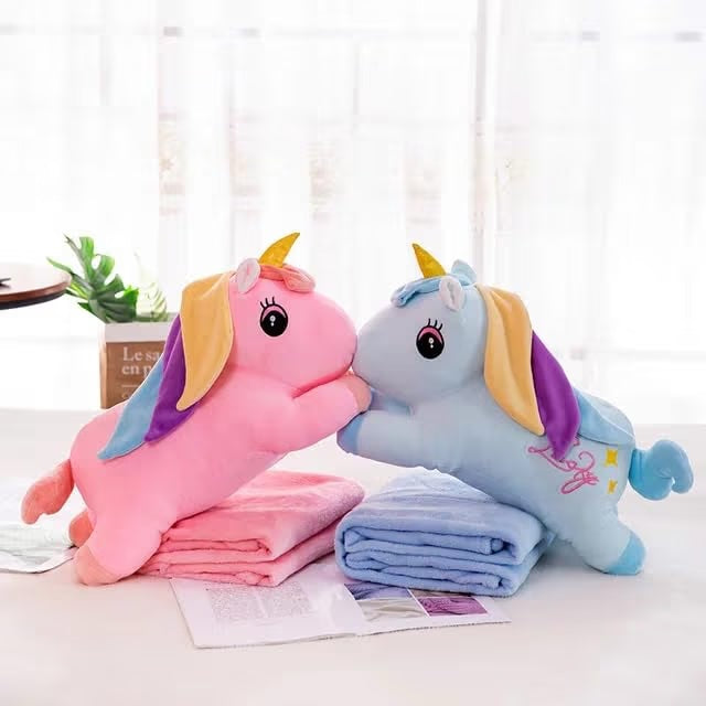 Unicorn pillow with blanket