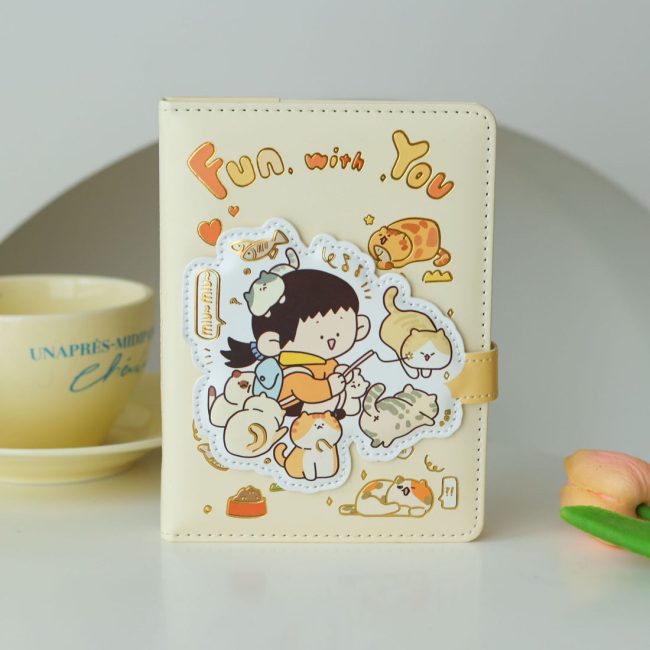 Kawaii cat girl magnet lock diary