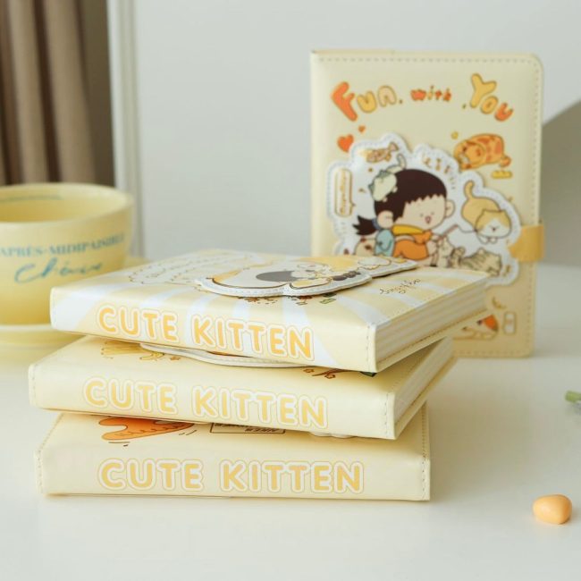 Kawaii cat girl magnet lock diary